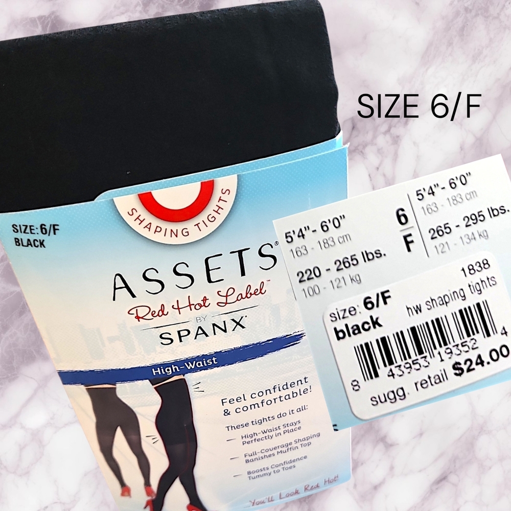 SPANX ASSETS Red Hot Label Shaping Tights High-Waist in Black - Size 6/F